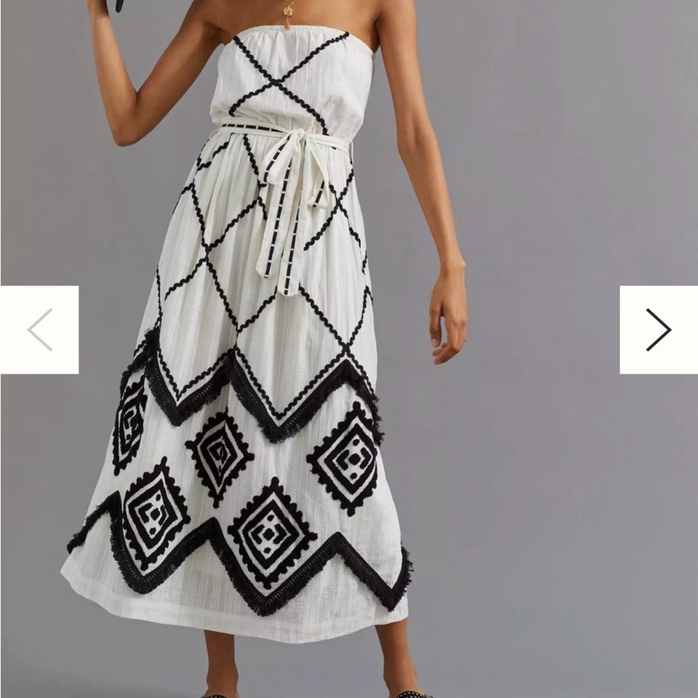 Anthropologie Black and White Strapless Dress